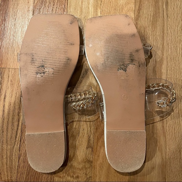 ZADIE CLEAR WHITE FAUX CROC PRINT CHAIN STRAP SANDALS USA SIZE 6 UK SIZE 4 - Picture 3 of 4